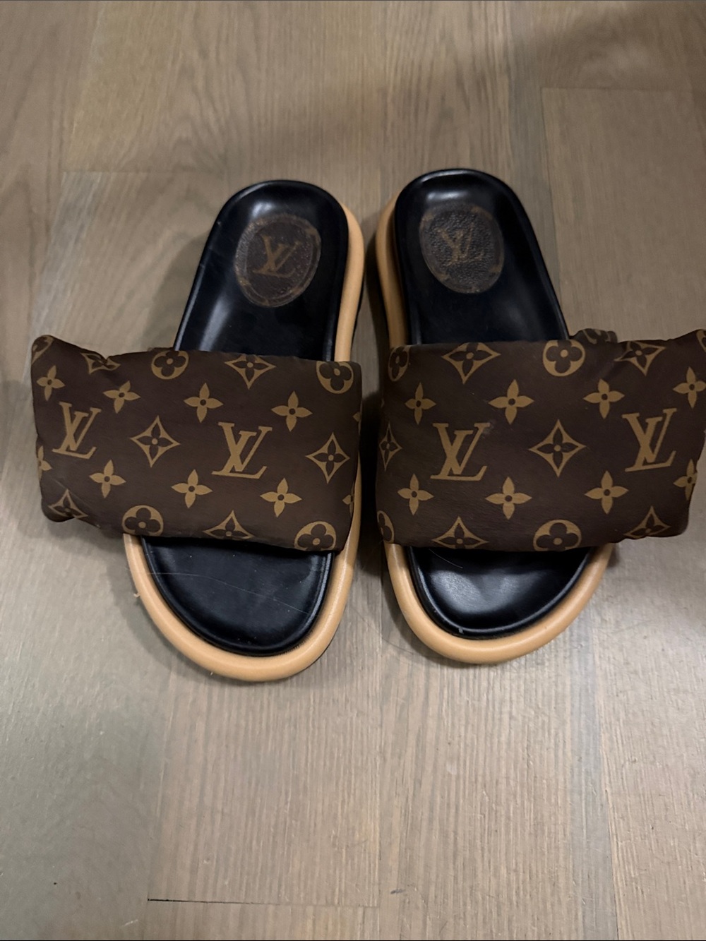 Authentic Louis Vuitton Brown Monogram Pillow Slide Sandals